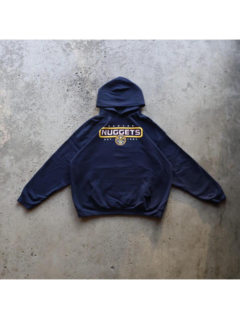 Denver Nuggets NBA Hoodie Mens 2XL Navy Blue Pullover Sweatshirt Basketball